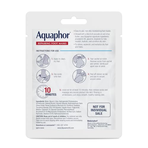 Aquaphor Advanced Therapy Repairing Foot Masks, 6 Masks x 0.7 FL OZ