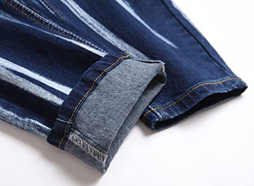 JUNBAOSS Men's Slim Fit Stretch Jeans Ripped Skinny Jeans for Men, Distressed Straight Leg Fashion Comfort Flex Waist Pants