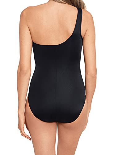 Miraclesuit Women's Swimwear Titiana JENA Asymmetrical Tummy Control One Piece Swimsuit, Black/Multi, 14