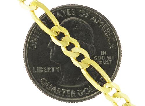 Nuragold 14k Real Yellow Gold Figaro Link 5.5mm Chain Necklace (16"-30") - 18"
