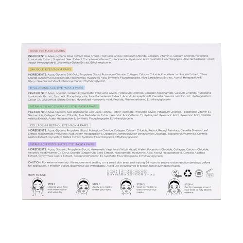 PEAUAMIE Under Eye Patches with Collagen and Hyaluronic Acid Eye Mask for Wrinkle,Dark Circles,Face Mask Skin Care Products 24 Pairs
