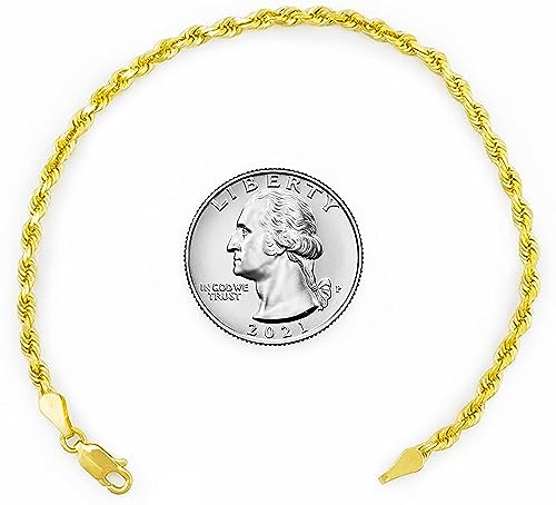 Galaxy Gold GG, 10K Solid Gold Diamond Cut Rope Chain Necklace, 3mm - 22 Inch (18-30" Available), Fine Jewelry