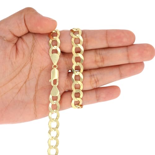 Nuragold 14k Real Yellow Gold Cuban Curb Solid Link Chain Men Bracelet 10mm - 9"