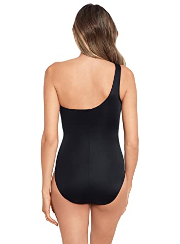 Miraclesuit Women's Swimwear Titiana JENA Asymmetrical Tummy Control One Piece Swimsuit, Black/Multi, 14