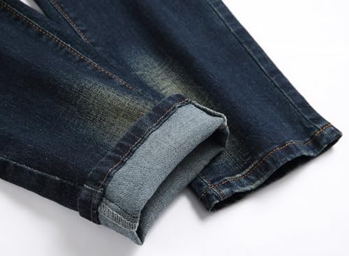 JUNBAOSS Men's Skinny Stretch Tapered Leg Ripped Jeans for Men Fashion Distressed Denim Pants Slim Fit Jeans for Men, Nostalgic 2010, Size 32