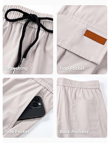 JMIERR Mens Casual Sweatpants Pants Men's Clothing Essential Joggers Mens Quiet Luxury Cargo Pants Big & Tall Loose Fit,US42(3XL),Parchment