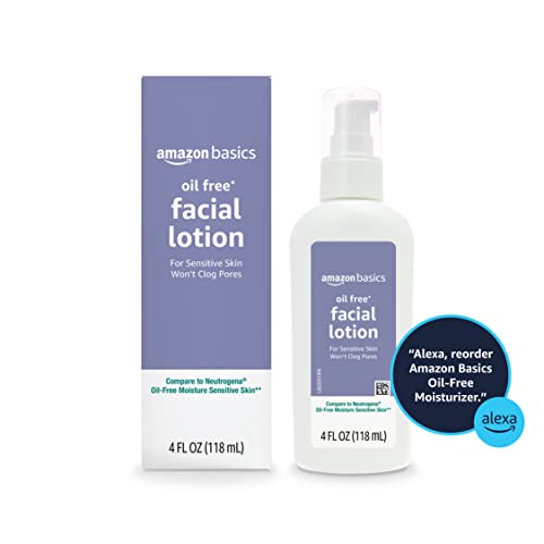 Amazon Basics Oil-free Facial Moisturizer for Sensitive Skin, Fragrance Free, Non-Comedogenic, 4 Fluid Ounce (Previously Solimo)