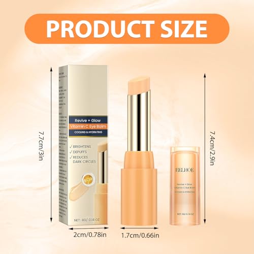 Tbexem Revive Glow Vitamin C Eye Balm, Hydrating Eye Cream,Improve Dark Circles,Brightens Skin Tone,Reduces Puffiness(2PCS)