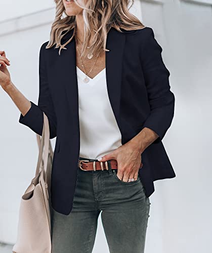 Cicy Bell Womens Casual Blazers Open Front Long Sleeve Work Office Jackets Blazer(Navy,Medium)