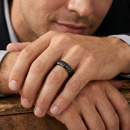 Pompeii 1/2ct Black Diamond Mens Wedding Band 10K Black Gold - Size 10.5