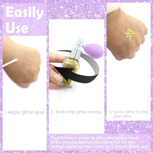Yosca Body Glitter Spray, 30ML Holographic Body Shimmer Powder Hair Spray