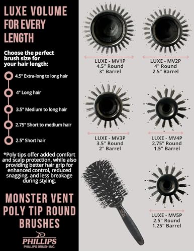 Phillips Brush Mixed Bristle Round Hair Brush for Styling Long Hair
