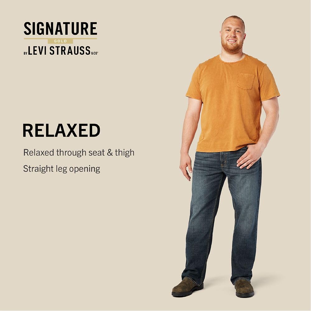 Signature by Levi Strauss & Co. Gold Men's Relaxed Fit Flex Jeans (Available in Big & Tall), Headlands, 32W x 34L