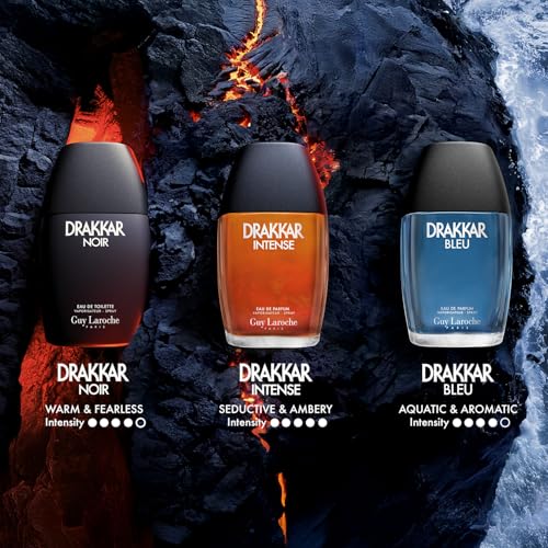 Guy Laroche Drakkar Noir, Iconic Designer Fragrance, Intense & Powerful Eau de Toilette, Fougere Blend & Aromatic Spices, Long Lasting Mens Cologne, Day and Evening Scent, 1.7 Fl. Oz.