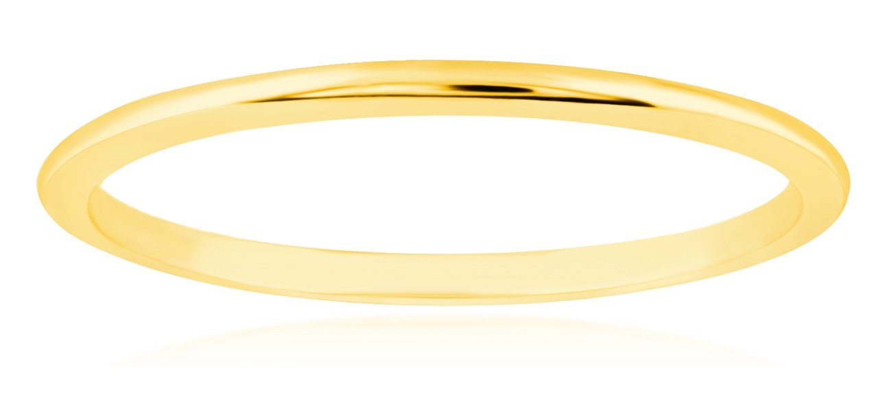 MAX + STONE Solid 14k Gold Wedding Band Ring for Women in Yellow Gold 1mm Thin Stacking Band in Size 8