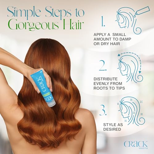 Crack Hair Fix Air Dry Cream - Multi-Tasking, Anti-Frizz, Leave-In Styling Balm with Protection from Humidity, Chlorine, Heat Treatments & Sun, 3 oz