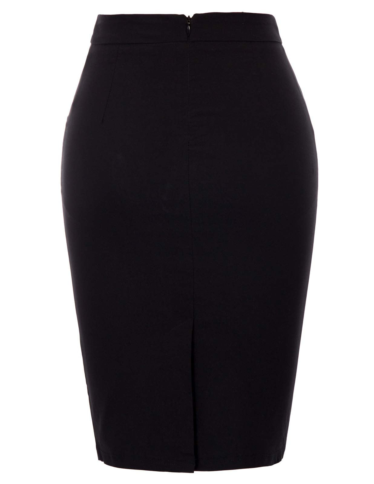 Kate Kasin Wear to Work Pencil Skirt for Women Stretchy High Waist Black, Medium