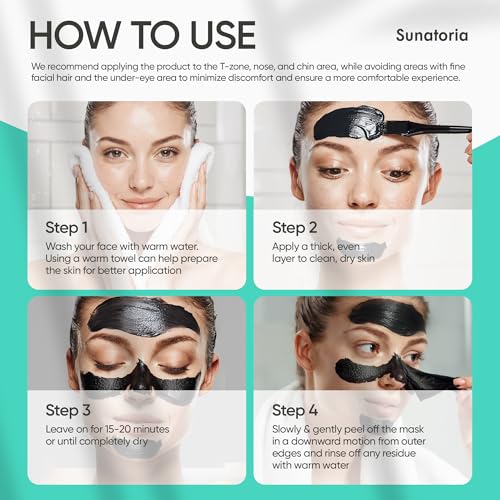 SUNATORIA Original Black Peel Off Face Mask – Charcoal Pore Mask – Helps Remove Excess Oil & Lift Away Surface Impurities – Botanical Extracts & Vitamins A, E, B5 – 2.04 fl oz