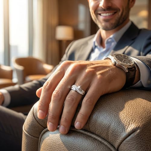P3 POMPEII3 Pompeii Men's Diamond Curve Polished Wedding Ring Lab Grown 10k Gold - Size 8.5 (F/G,VS1-VS2)