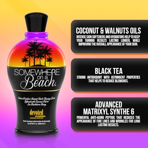 Somewhere on a Beach, Indoor Outdoor, Instant Dark Tanning Lotion 12.25 Ounce