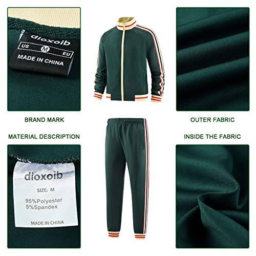 dioxoib Track Suits for Men Set 2 Piece Tracksuits Mens Sweatsuits Sets Jogging Two Piece Outfits Athletic Clothes Jogger Sweat Suits Running Sport leisure Clothing Green Ai-TZ002-L