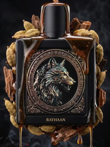 Rayhaan Wolf – Spicy, Gourmand, Amber, Woody – Eau de Parfum Spray Long-Lasting Fragrance for Men, 3.4 Ounce / 100 ml