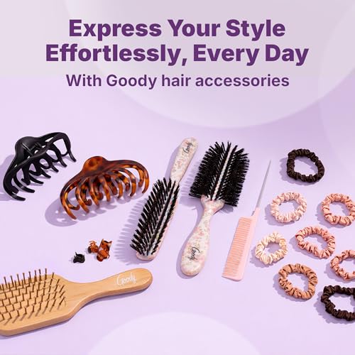 Goody Ouchless Skinny Satin Scrunchies, Frizz Fighting, No Damage Scrunchies, Gentle, Secure & Creaseless Hair Ties for Day and Overnight, All Hair Types, Gifts for Women & Girls, 8 Ct, Black