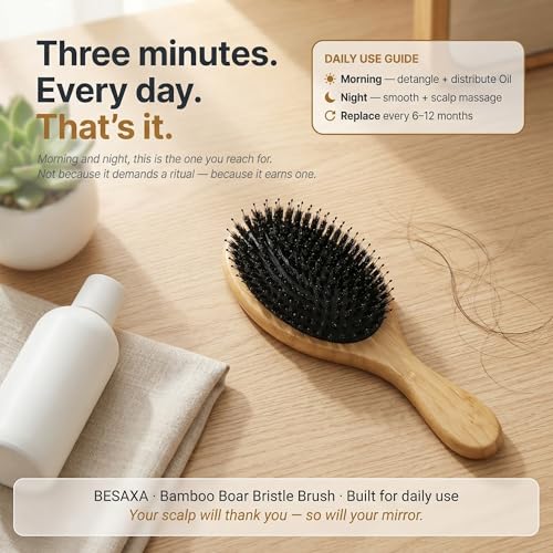 BESAXA Boar Bristle Hair Brush for Fine and Thin Hair, Women