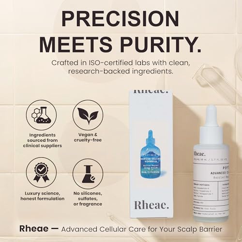 RHEAE PEPTIBIO-5 Scalp Serum with 6 Peptides, 8 Hyaluronic Acids, 6 Ceramides, Antioxidants & Plant Stem Cells - Ideal for Deep Scalp Treatment & Itchy Scalp Relief for Healthy Hair Growth
