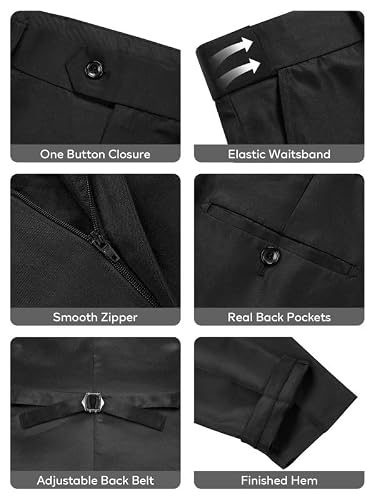 MAGE MALE Men's 3 Piece Suit Slim Fit One Button Business Wedding Formal Blazer Jacket Vest Pants Set Black