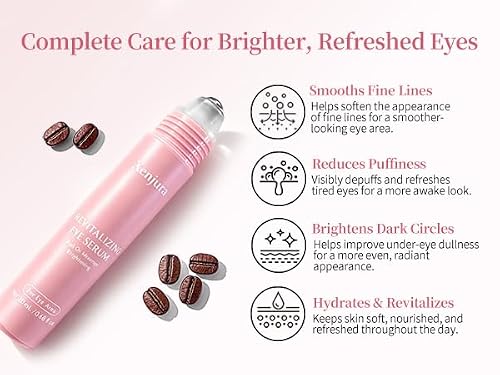 Retinol & Caffeine Under Eye Roller Serum | Xenjura Cooling Eye Cream for Puffy Eyes & Dark Circles | Anti Aging Wrinkle Remover for Fine Lines | Vegan Skincare (20ml / 0.7 fl oz)