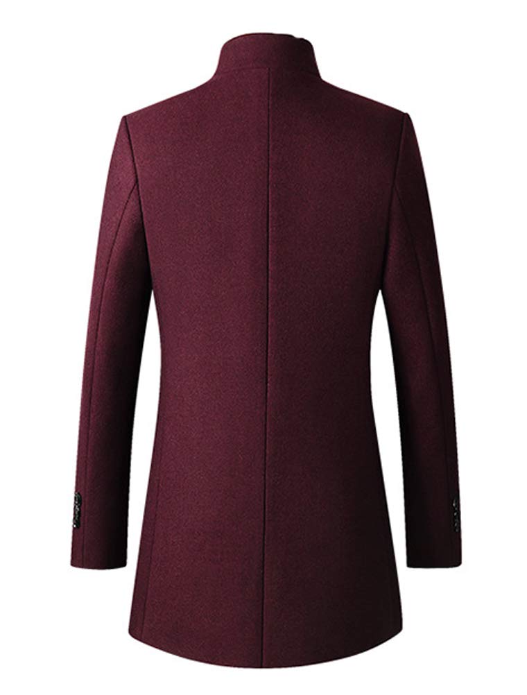 Minibee Men's Trench Woolen Coat Winter Stylish Long Slim Fit Luxury Wool Blend Topcoat Business Down Jacket L