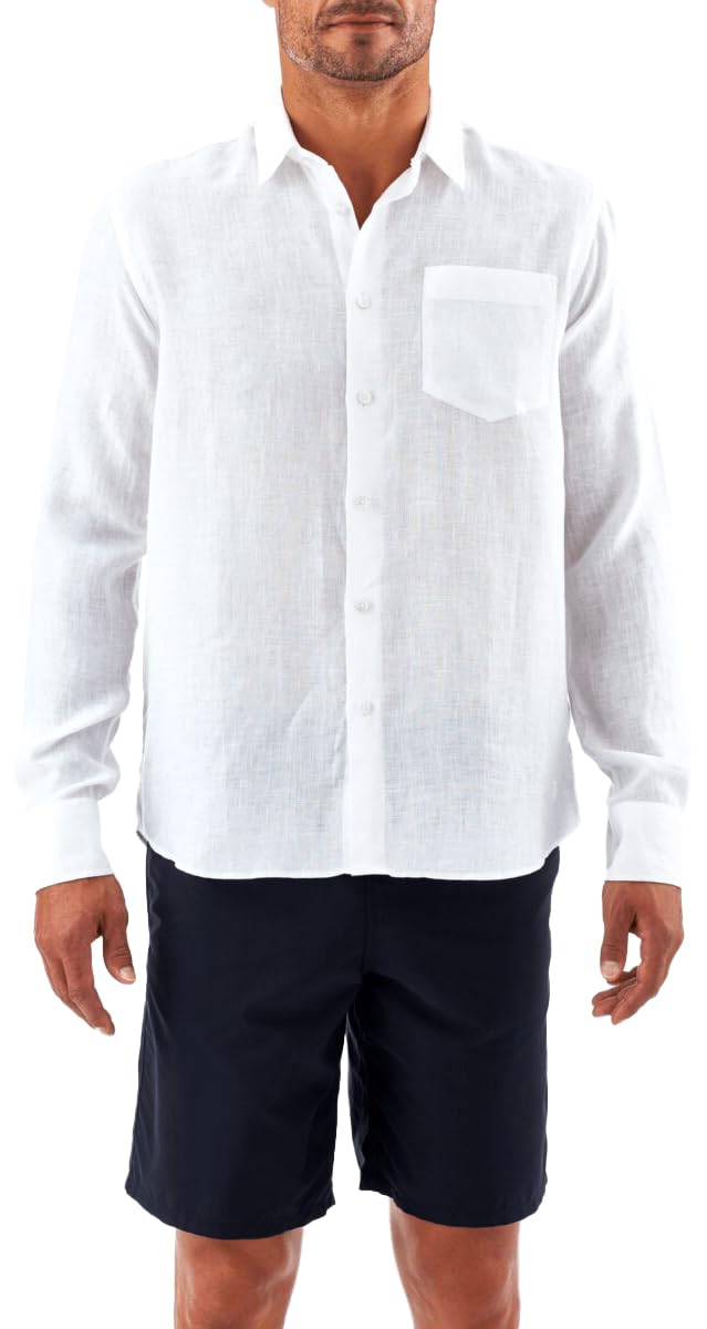Vilebrequin Men Linen Shirt Solid White, M