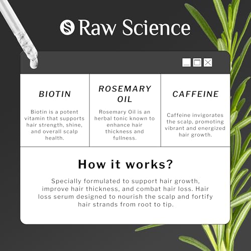 Biotin Keratin Rosemary Oil for Hair Growth Serum with Caffeine, Coconut, Avocado, Pumpkin Seed Hair Oil for Dry Damaged Hair - Hair Loss Treatment Women & Men - Thick Hair & Scalp Oil - 1 Fl Oz