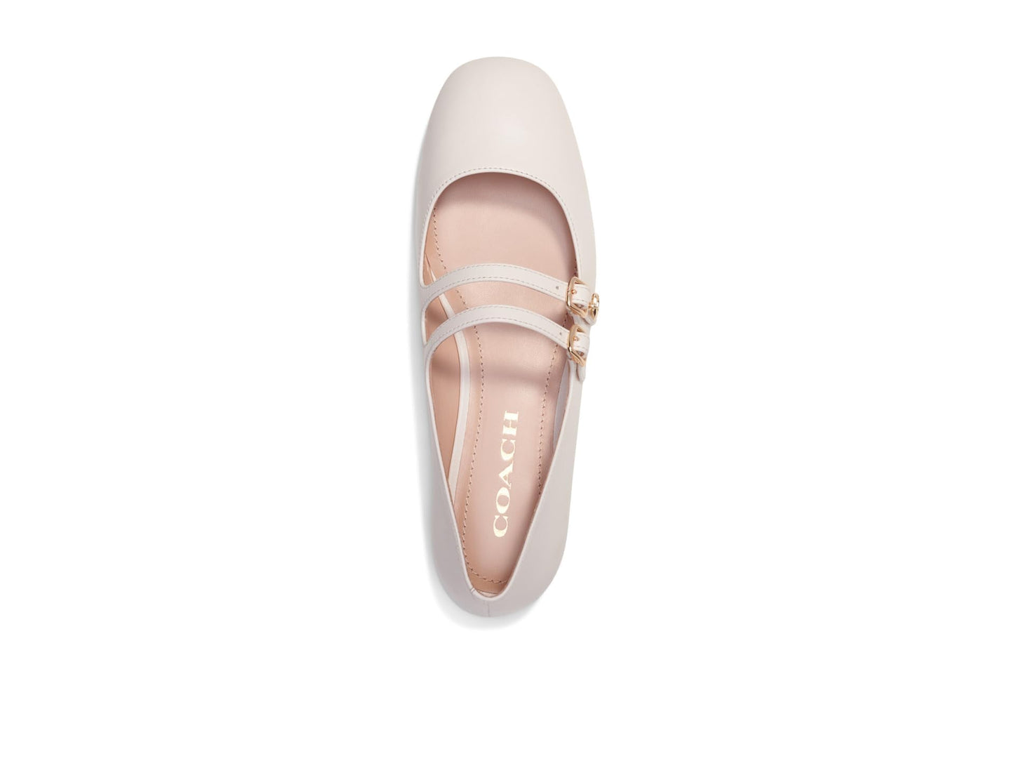 COACH Women's Whitley Leather Mary Jane Ballet Flat, Chalk, 8.5