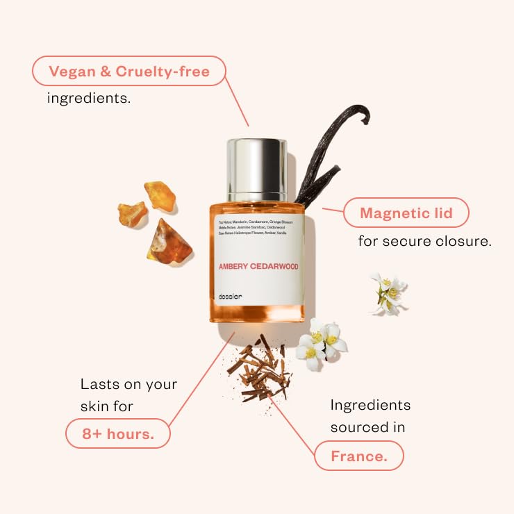 Dossier - Ambery Cedarwood - Eau de Parfum - Perfume Luxury - Pure Infused - Paraben-Free - Vegan - For Women - Fragrance 1.7 oz (Spray 50ml)