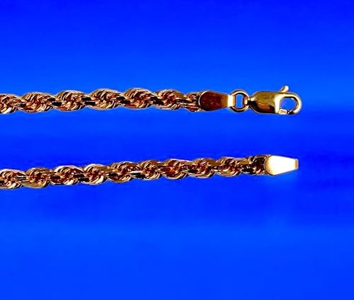 14K Rose Gold SOLID Rope Chain Necklace Bracelet Diamond Cut Men Women Jewelry 2.7g | 2mm | 7 Inches | MADE IN ITALY