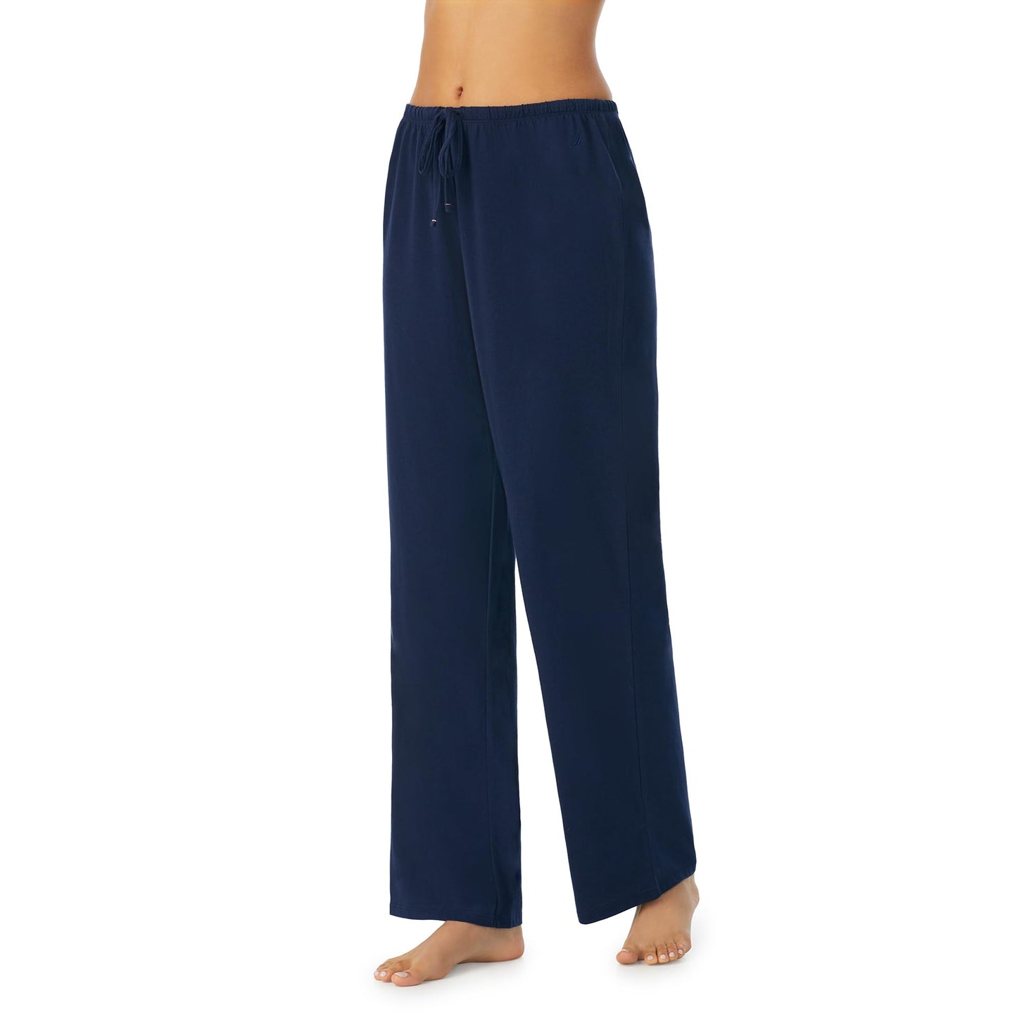 Nautica Womens Sleep Pants - Long Length, Breathable Pajama Bottoms - Cotton Knit Jersey Sleepwear and Loungewear - Navy - Large