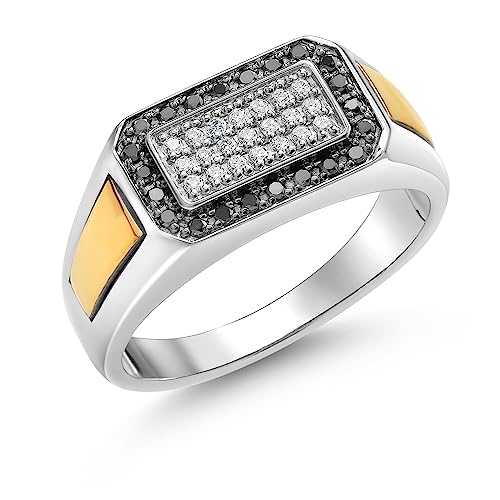 Gem Stone King Black Diamond and Lab Grown Diamond Ring For Men | Size 12