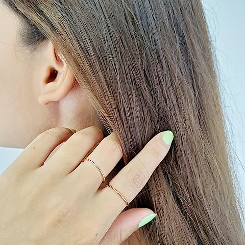 Solid 14k Gold Thin Stacking Ring (yellow-gold, 7)