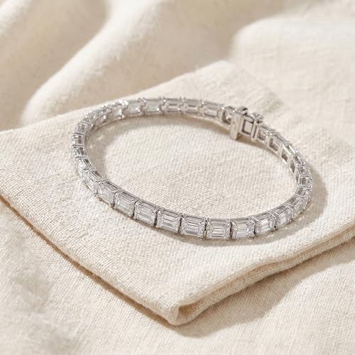 P3 POMPEII3 Pompeii Certified 12.25Ct Emerald Cut Diamond Tennis Bracelet White Gold Lab Grown - Size Medium (FG,VS)