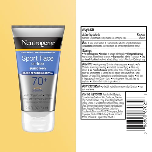 Neutrogena Sport Face Sunscreen Lotion SPF 70+, 2.5 fl. oz