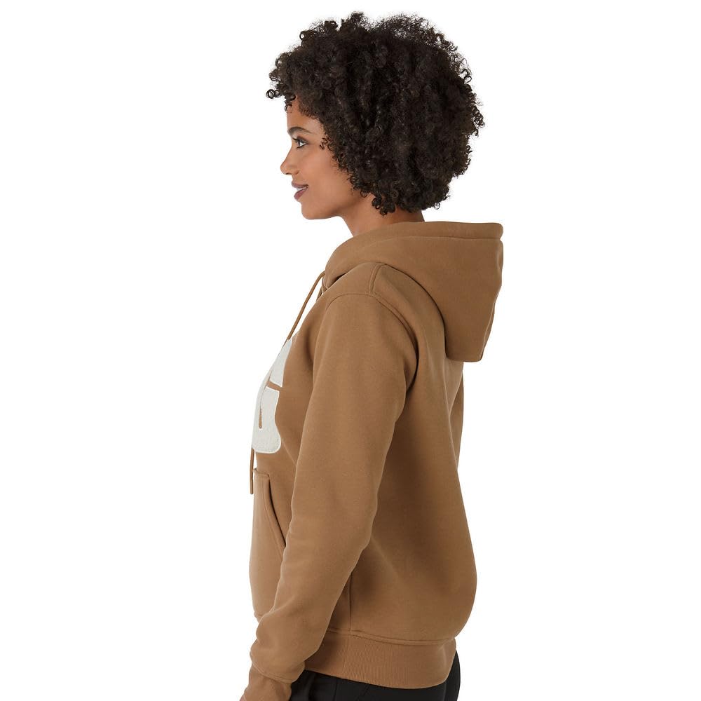 UGG Women's Rey Uggfluff Logo Hoodie Sweater, Chestnut Plaster, S