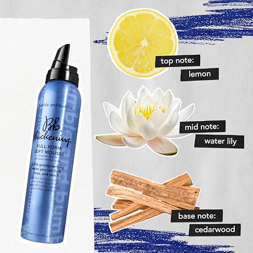 Bumble and bumble. Thickening Full Form Soft Hair Mousse | Volumizing Mousse Adds Heat Protection and Soft Hold | Anti Frizz | For Fine to Medium Straight, Wavy Hair Types, 5 Ounce