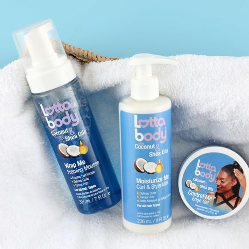 Lottabody Wrap Me Foaming Mousse with Coconut & Shea Oils, Lightweight Moisture-Rich Curl-Defining & Frizz-Control Styling Mousse for Natural Curly, Coily & Relaxed Hair, 7 oz, (Pack of 2)