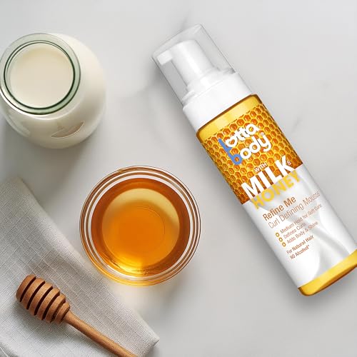 Lottabody Refine Me Curl Defining Mousse with Milk & Honey, Lightweight, Moisture-Rich Frizz-Control Styling Mousse for Softly Defined Natural Curly & Coily Hair, 7 oz