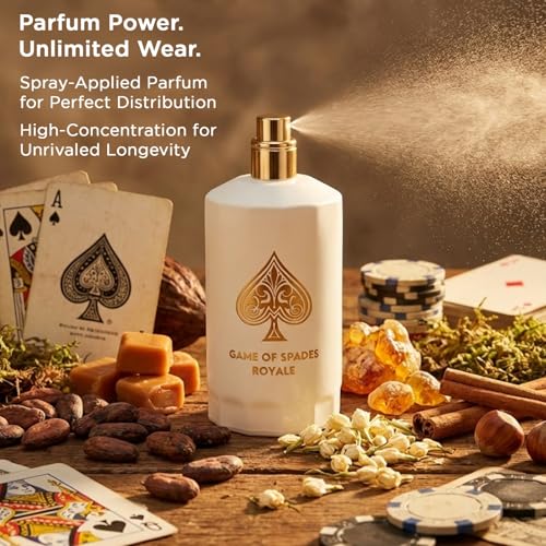 Jo Milano Game of Spades Royale Parfum Spray | 3.4 oz (100ml) | Oud Wood, Amber, Musk, Floral, Caramel Scent | Long Lasting Fragrance for Men and Women (Unisex)