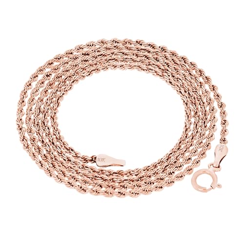 Nuragold 10K Real Rose Gold Rope Chain Diamond Cut Necklace (1.5mm-6mm) - 1.5mm,18"