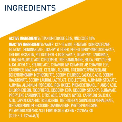 CeraVe Tinted Sunscreen for Face, Mineral SPF 30 Moisturizer, Medium, 1.7oz