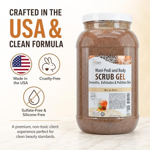SPA REDI Pumice Callus Scrub Gel – Dual-Action Exfoliant for Rough & Dry Feet | Hyaluronic Acid, Amino Acids, Panthenol & Comfrey Extract | Cruelty-Free | Professional Salon & Home Use | 128 oz